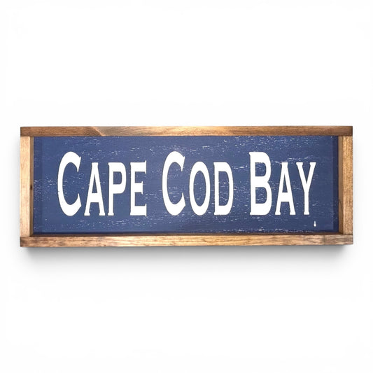 Cape Cod Bay Hand-Painted Wooden Sign | Coastal Artisan Decor