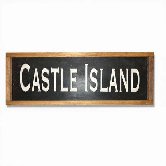 Castle Island Hand-Painted Wooden Sign | Coastal Artisan Decor