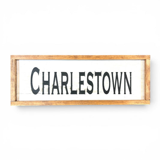Charlestown Hand-Painted Wooden Sign | Coastal Artisan Decor