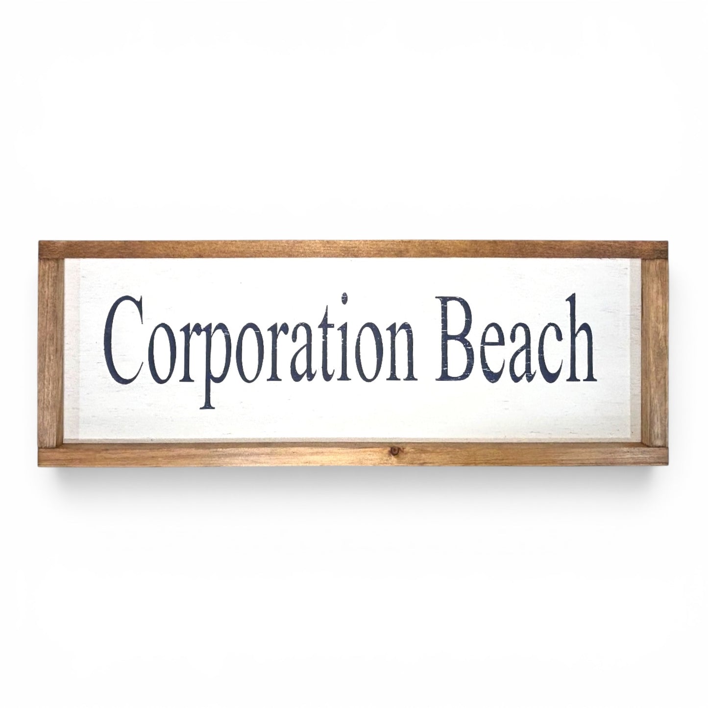 Corporation Beach Hand-Painted Wooden Sign | Coastal Artisan Decor