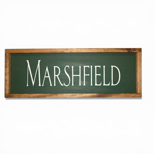 Marshfield Hand-Painted Wooden Sign | Coastal Artisan Decor