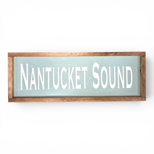 Nantucket Sound Hand-Painted Wooden Sign | Coastal Artisan Decor