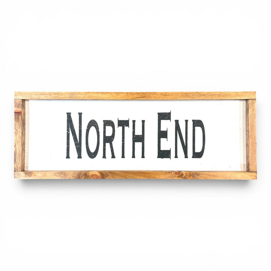 North End Hand-Painted Wooden Sign | Coastal Artisan Decor