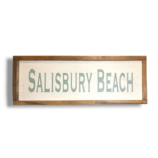 Salisbury Beach Hand-Painted Wooden Sign | Coastal Artisan Decor