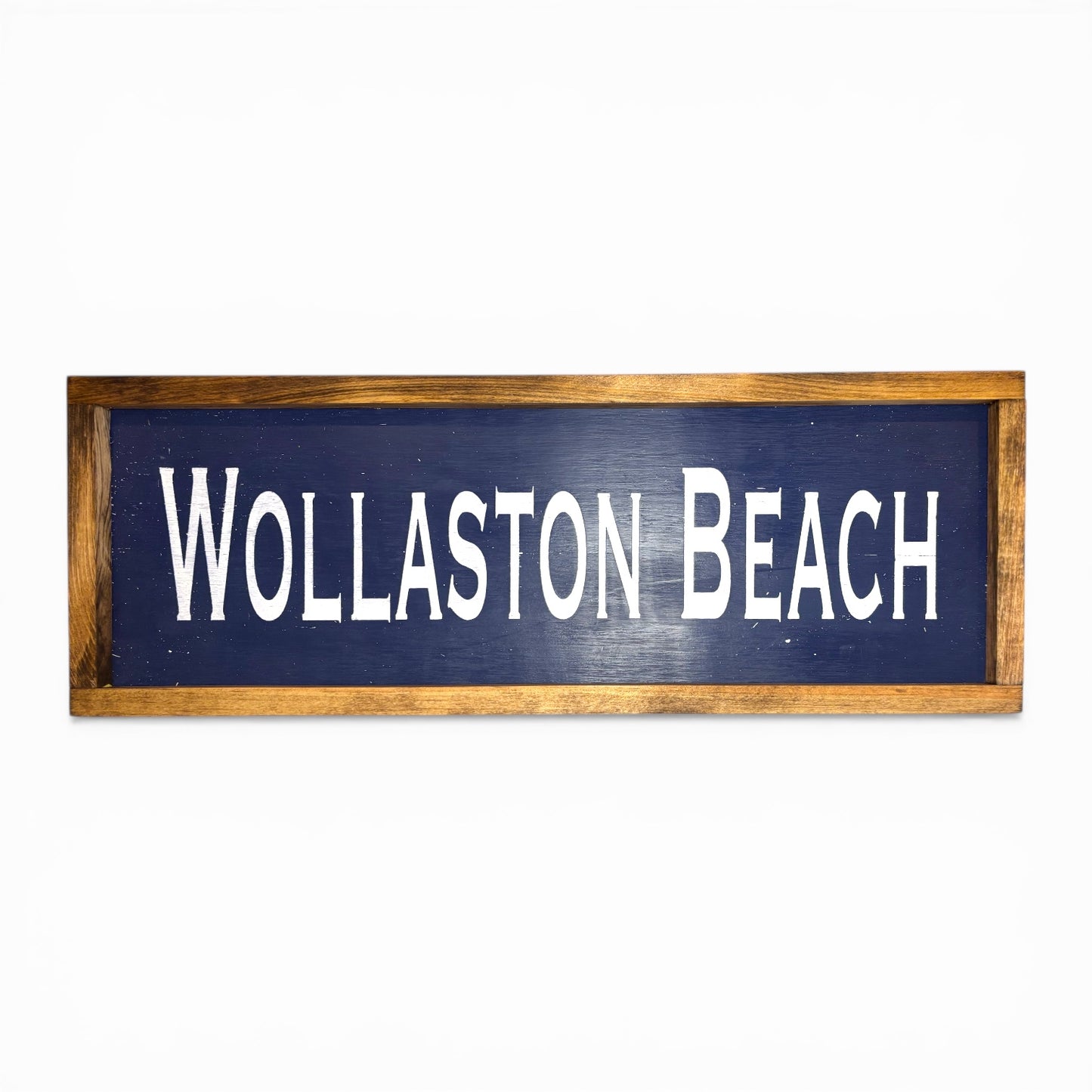 Wollaston Beach Hand-Painted Wooden Sign | Coastal Artisan Decor