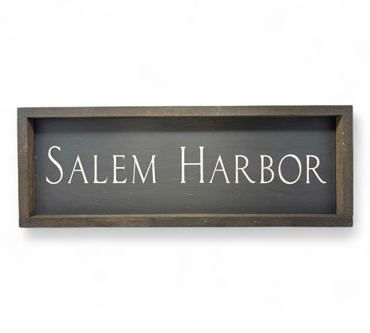 Salem Harbor Hand-Painted Wooden Sign