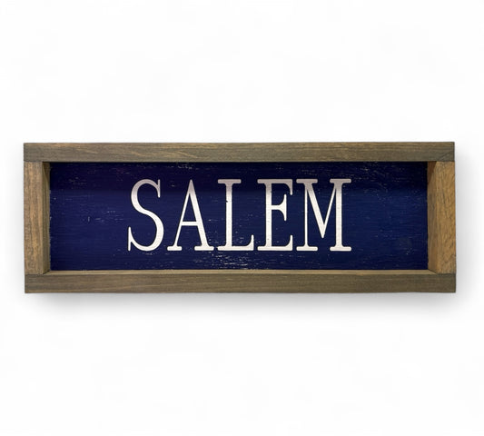 Salem Hand-Painted Wooden Sign, Slim