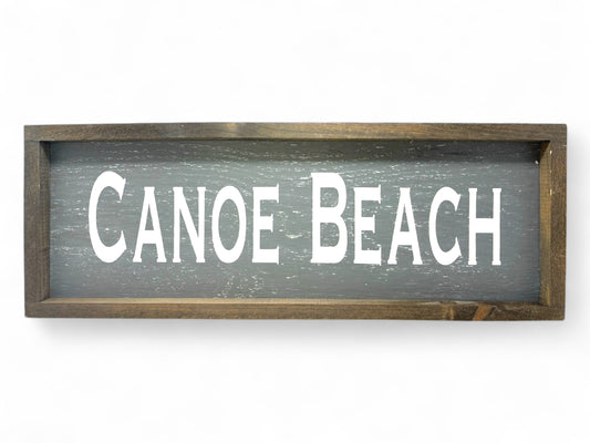 Canoe Beach Hand-Painted Wooden Sign