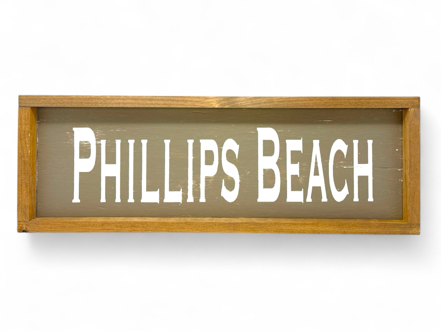 Phillips Beach Hand-Painted Wooden Sign