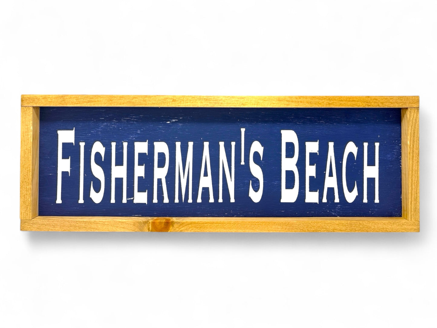 Fisherman's Beach Hand-Painted Wooden Sign