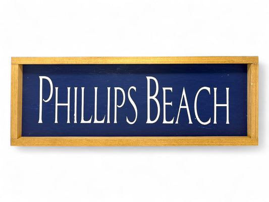 Phillips Beach Hand-Painted Wooden Sign