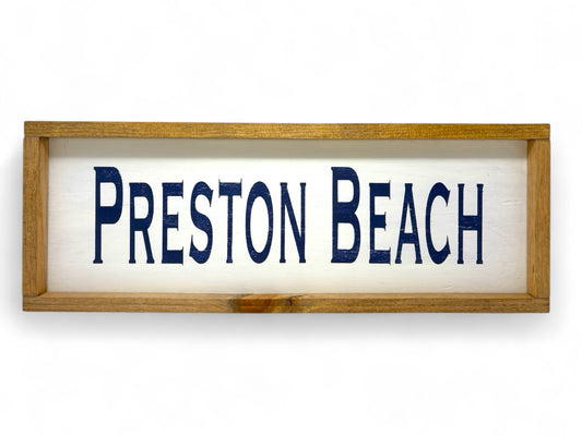 Preston Beach Hand-Painted Wooden Sign