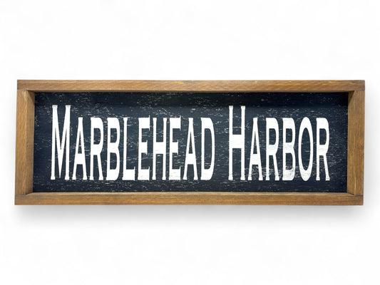 Marblehead Harbor Hand-Painted Wooden Sign