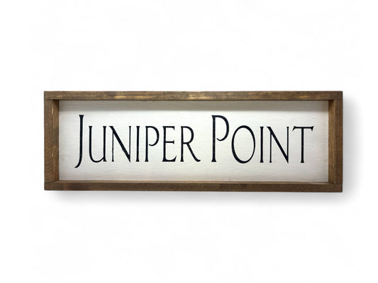 Juniper Point Hand-Painted Wooden Sign | Coastal Artisan Decor