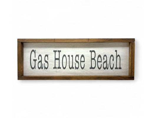 Gas House Beach Hand-Painted Wooden Sign