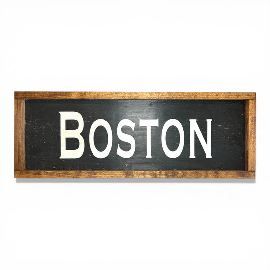 Boston Hand-Painted Wooden Sign | Coastal Artisan Decor