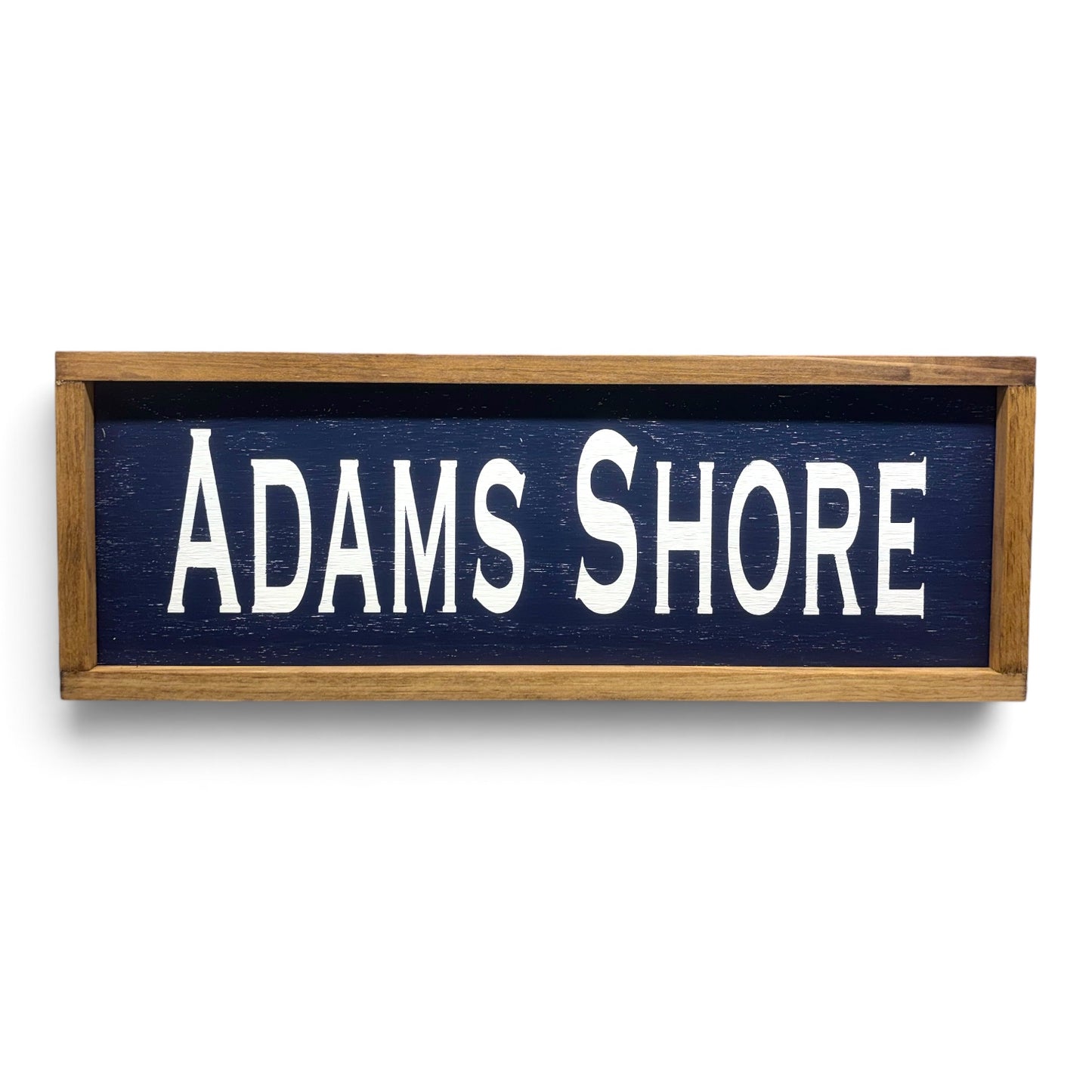 Adams Shore Hand-Painted Wooden Sign | Coastal Artisan Decor