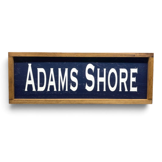 Adams Shore Hand-Painted Wooden Sign | Coastal Artisan Decor