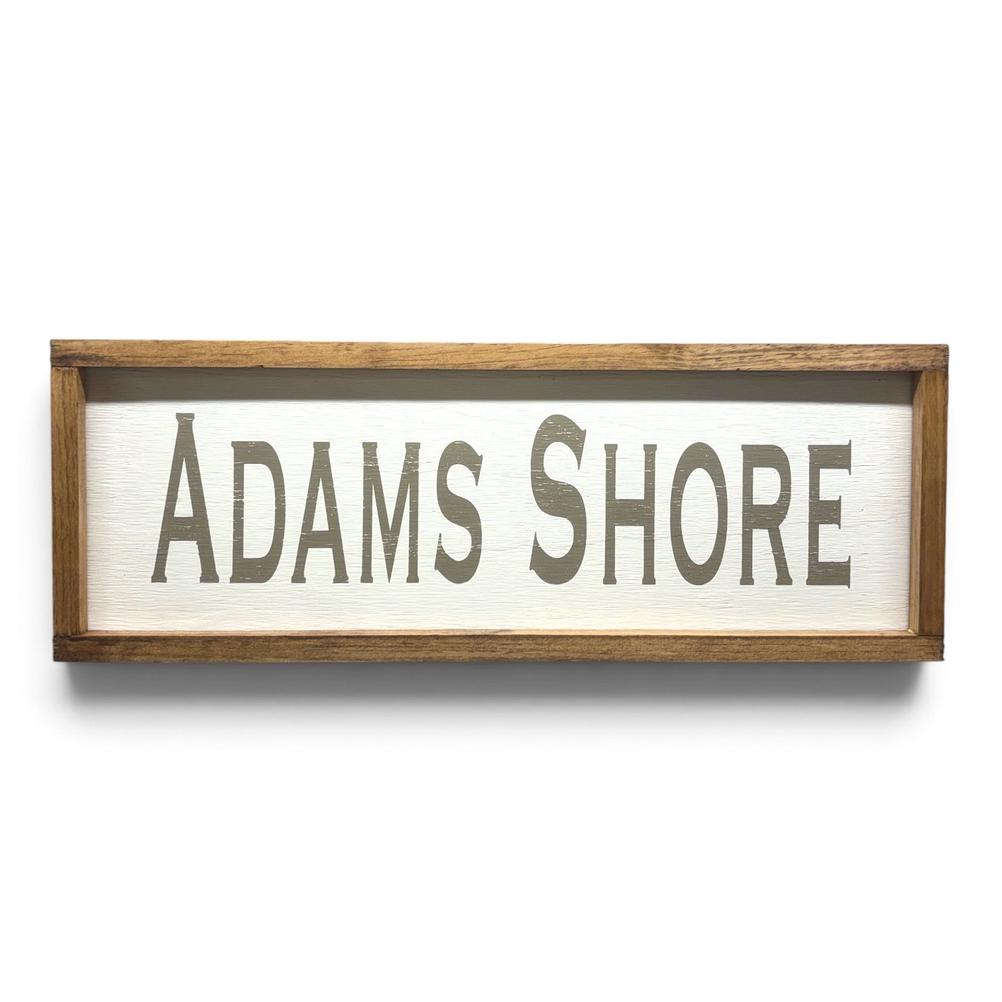 Adams Shore Hand-Painted Wooden Sign | Coastal Artisan Decor