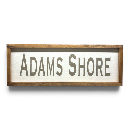 Adams Shore Hand-Painted Wooden Sign | Coastal Artisan Decor
