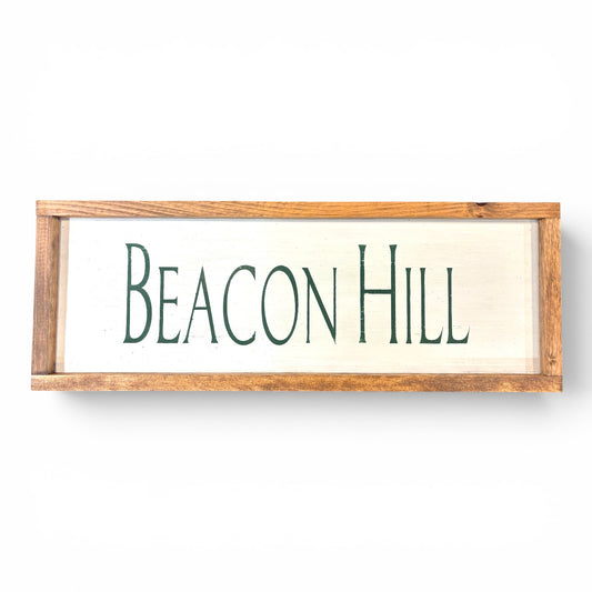 Beacon Hill Hand-Painted Wooden Sign | Coastal Artisan Decor