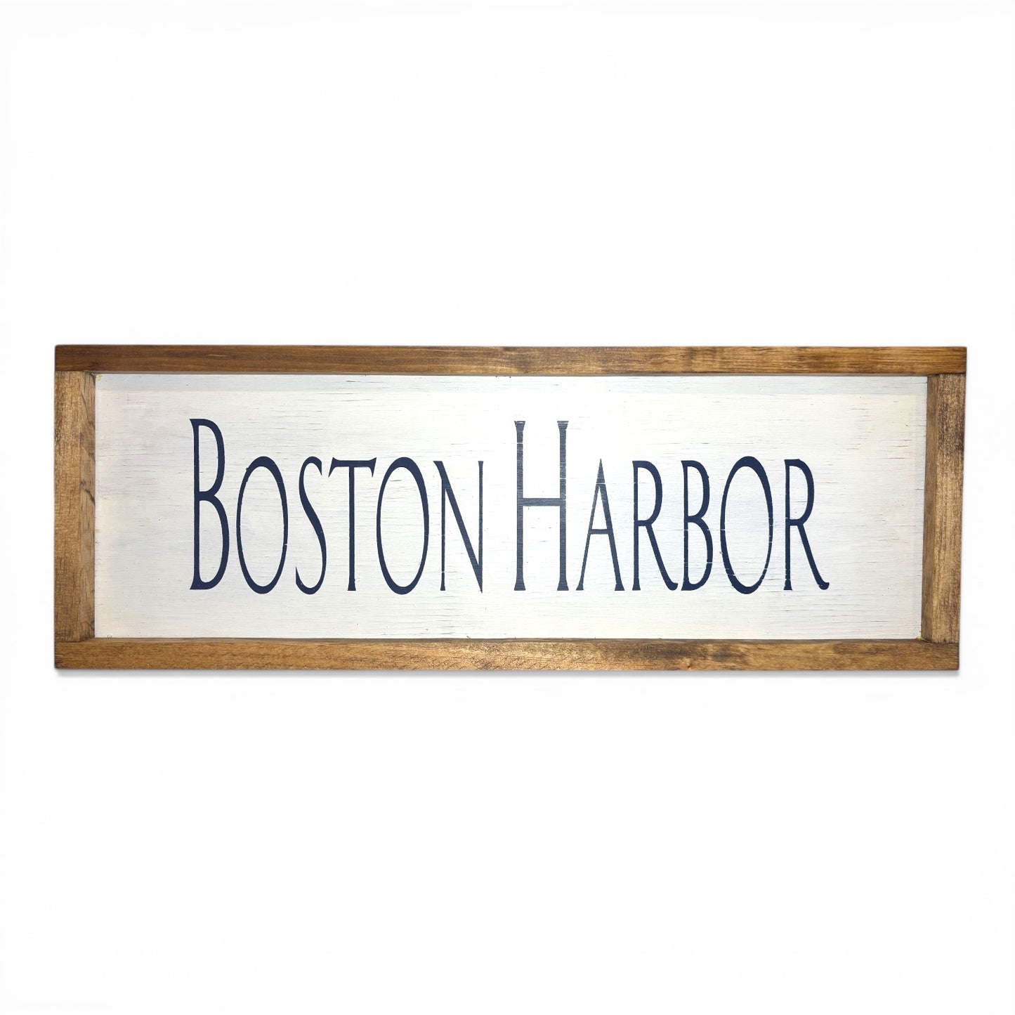 Boston Harbor Hand-Painted Wooden Sign | Coastal Artisan Decor