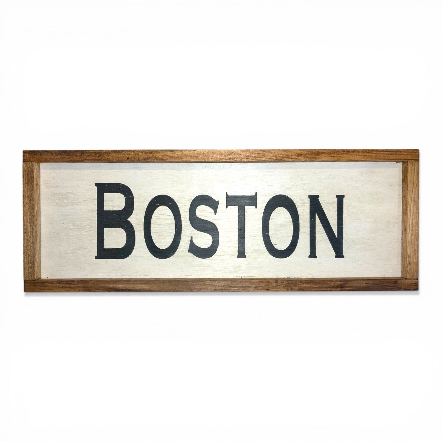 Boston Hand-Painted Wooden Sign | Coastal Artisan Decor