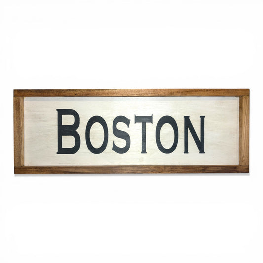 Boston Hand-Painted Wooden Sign | Coastal Artisan Decor