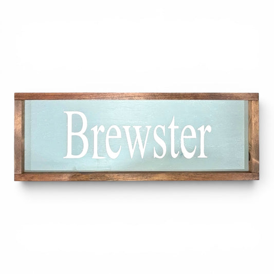 Brewster Hand-Painted Wooden Sign | Coastal Artisan Decor