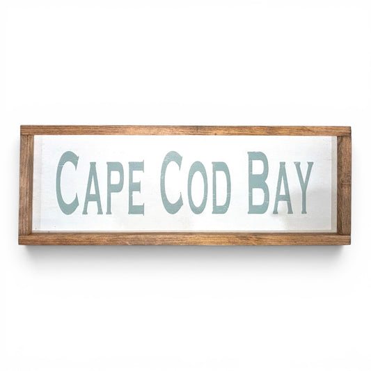 Cape Cod Bay Hand-Painted Wooden Sign | Coastal Artisan Decor