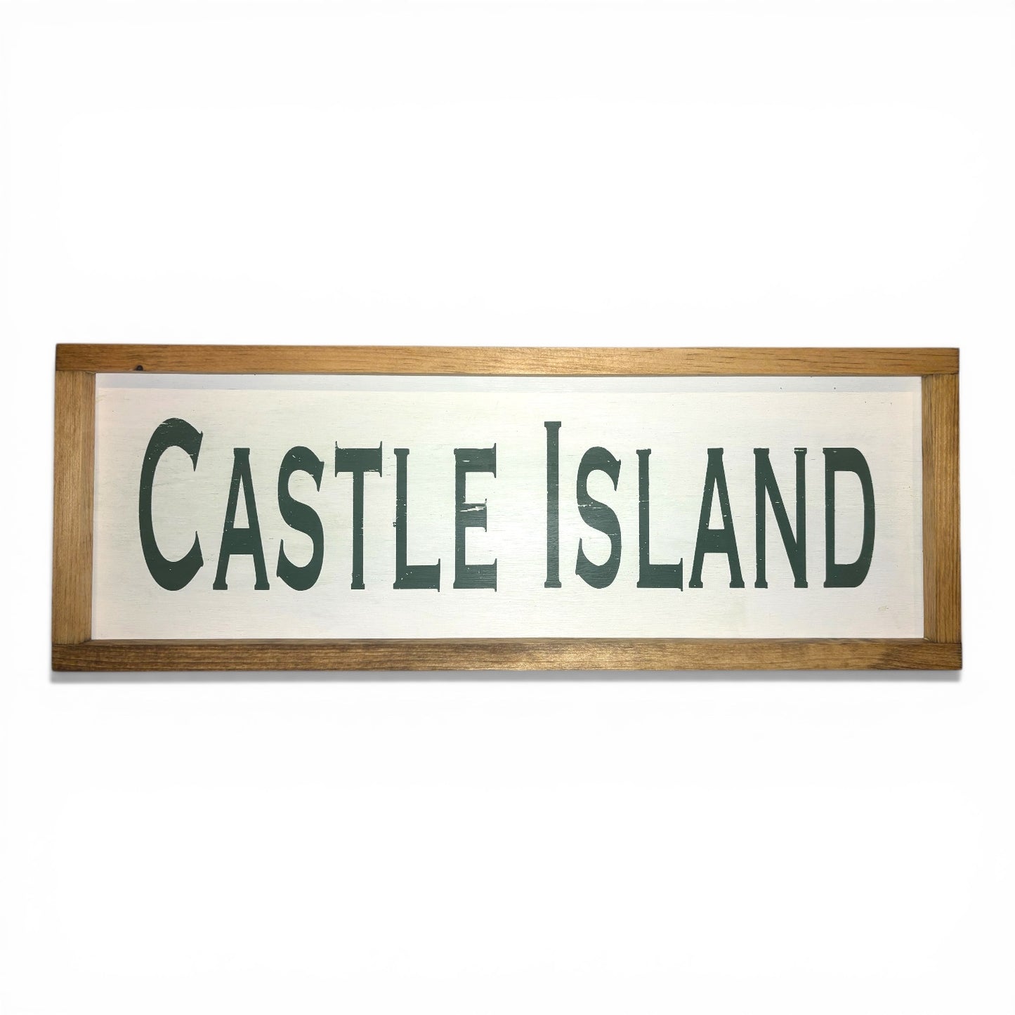 Castle Island Hand-Painted Wooden Sign | Coastal Artisan Decor