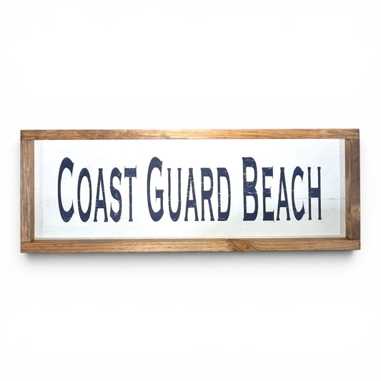 Coast Guard Beach Hand-Painted Wooden Sign | Coastal Artisan Decor