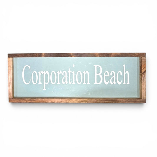 Corporation Beach Hand-Painted Wooden Sign | Coastal Artisan Decor