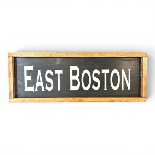 East Boston Hand-Painted Wooden Sign | Coastal Artisan Decor