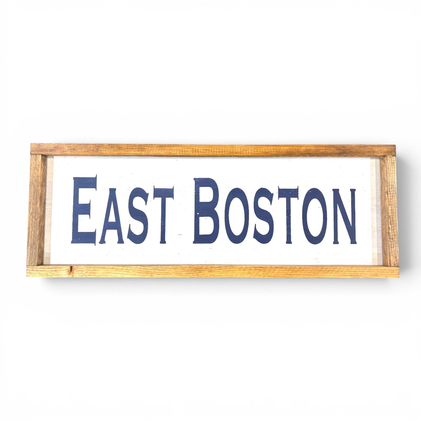 East Boston Hand-Painted Wooden Sign | Coastal Artisan Decor