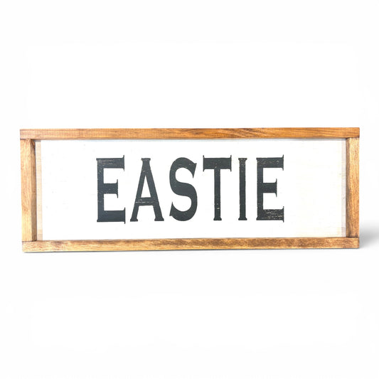 Eastie Hand-Painted Wooden Sign | Coastal Artisan Decor
