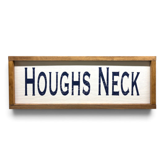 Houghs Neck Hand-Painted Wooden Sign | Coastal Artisan Decor