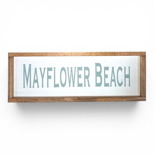 Mayflower Beach Hand-Painted Wooden Sign | Coastal Artisan Decor