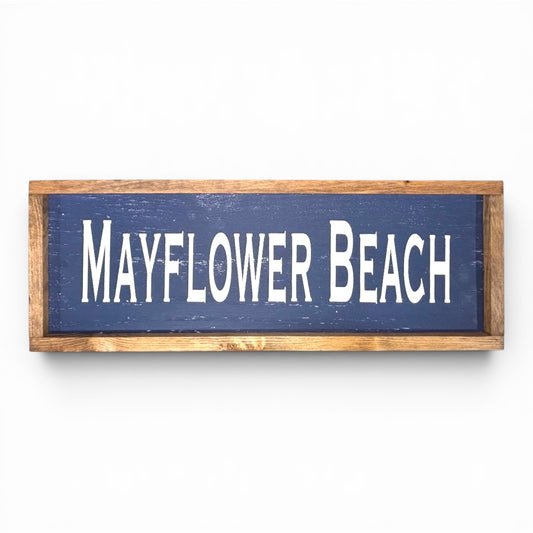 Mayflower Beach Hand-Painted Wooden Sign | Coastal Artisan Decor
