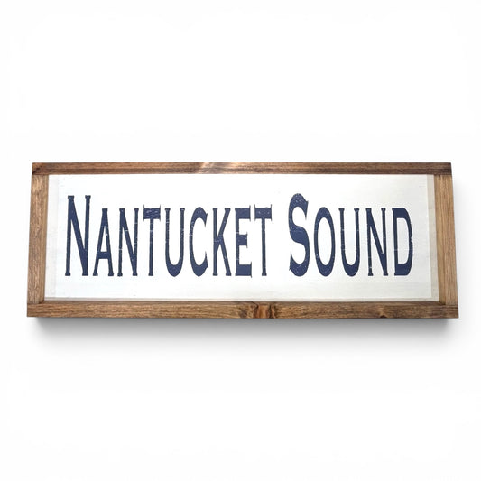 Nantucket Sound Hand-Painted Wooden Sign | Coastal Artisan Decor