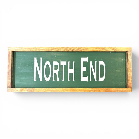 North End Hand-Painted Wooden Sign | Coastal Artisan Decor