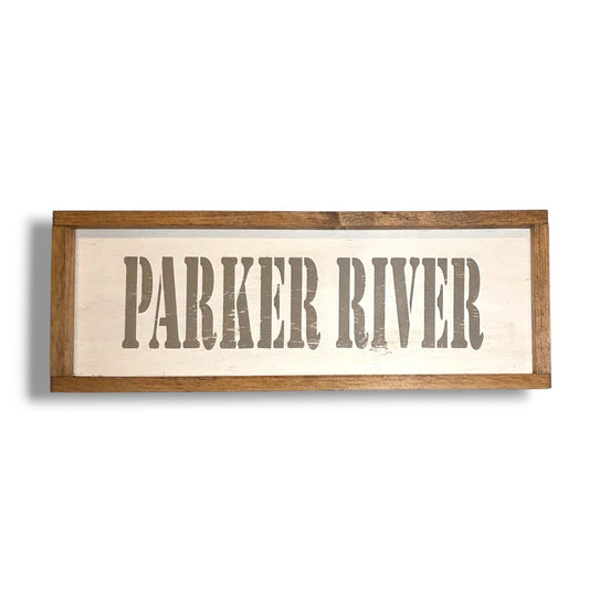 Parker River Hand-Painted Wooden Sign | Coastal Artisan Decor