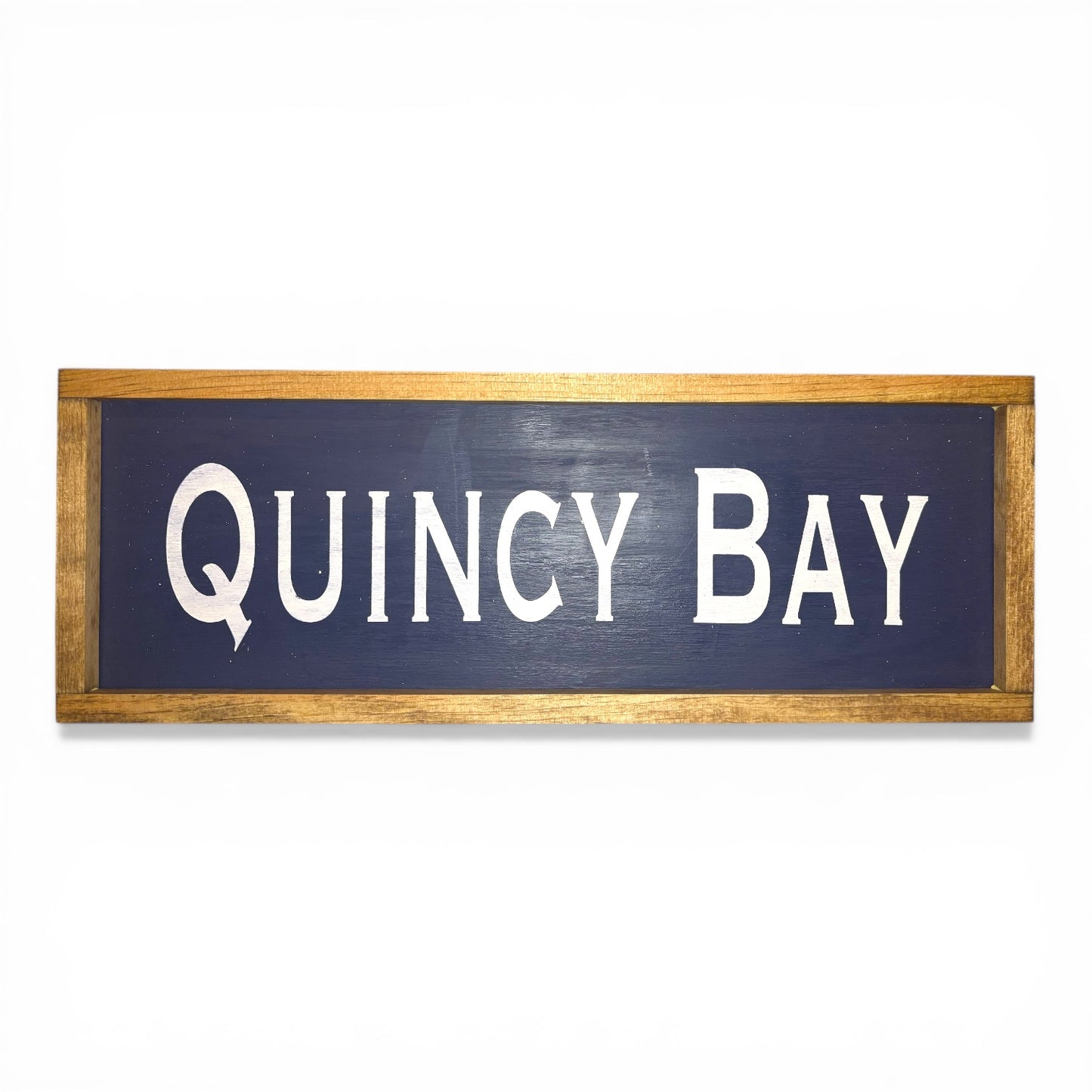 Quincy Bay Hand-Painted Wooden Sign | Coastal Artisan Decor