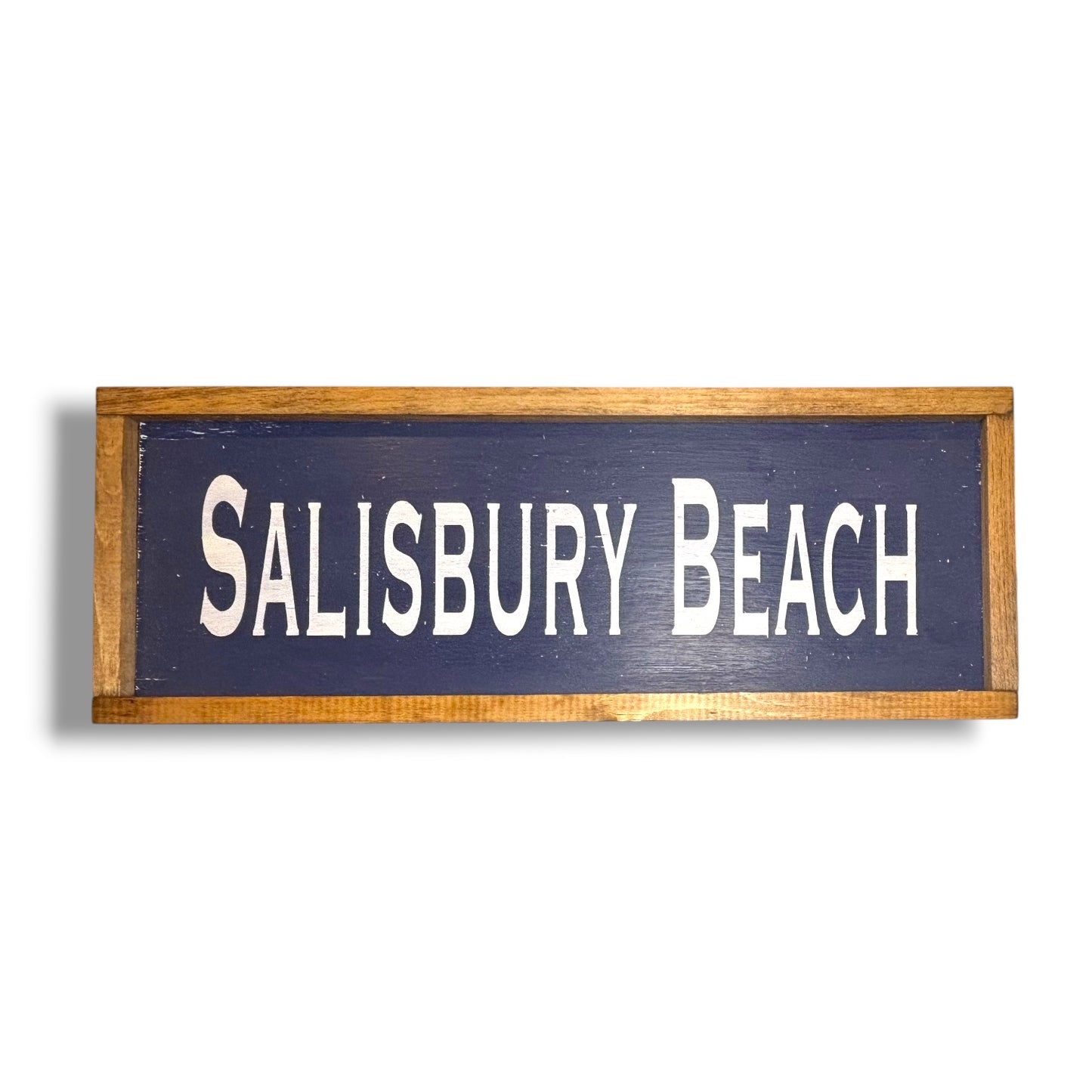 Salisbury Beach Hand-Painted Wooden Sign | Coastal Artisan Decor