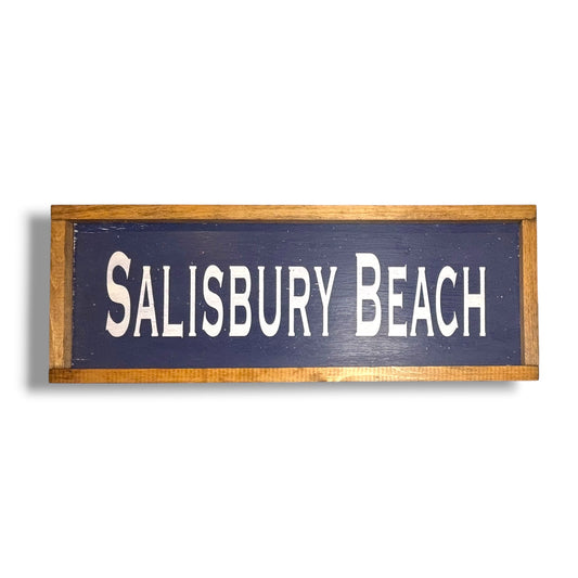 Salisbury Beach Hand-Painted Wooden Sign | Coastal Artisan Decor
