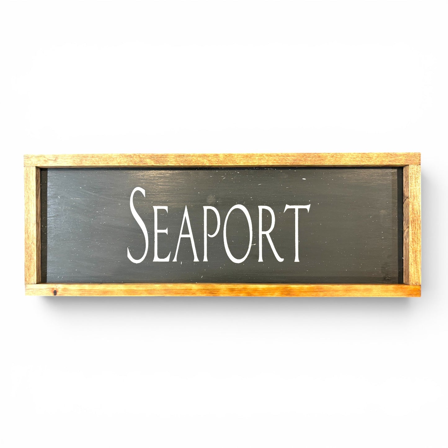 Seaport Hand-Painted Wooden Sign | Coastal Artisan Decor
