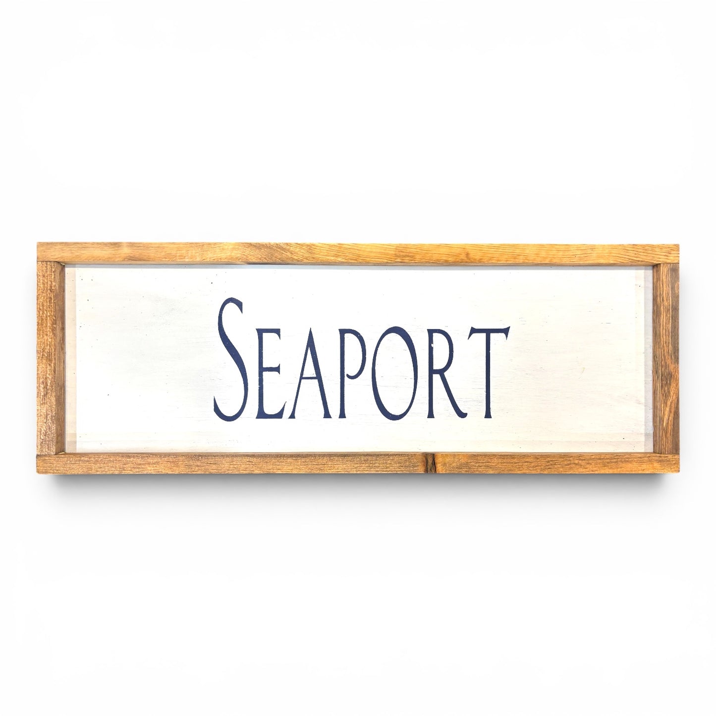 Seaport Hand-Painted Wooden Sign | Coastal Artisan Decor