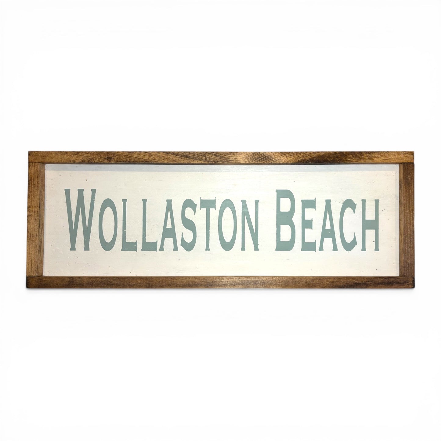 Wollaston Beach Hand-Painted Wooden Sign | Coastal Artisan Decor
