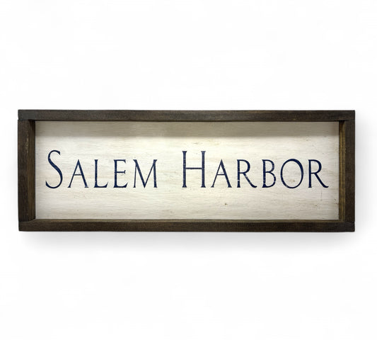 Salem Harbor Hand-Painted Wooden Sign