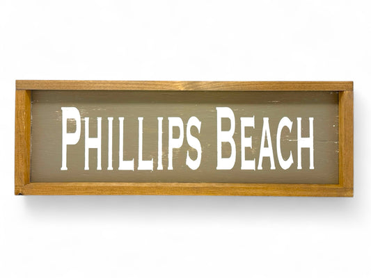 Phillips Beach Hand-Painted Wooden Sign